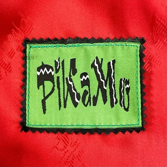 Pikamo Vintage 90s Statement Jacket Art To Wear Leather Trim Wool Blend Red XL - Picture 8 of 8